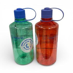 Nalgene 32fl oz (2-pack) Plastic Narrow Mouth Water Bottle (Pastel Green/Marmala